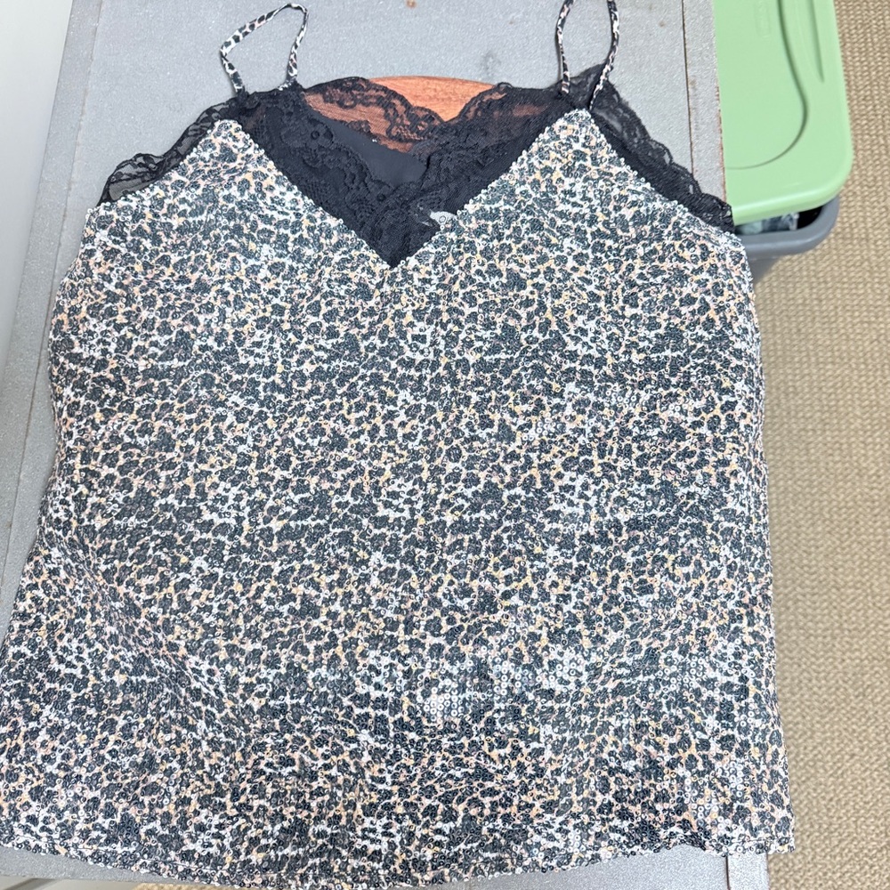 Olivia Rubin Leopard Print Lace Trim‎ Cami Top
